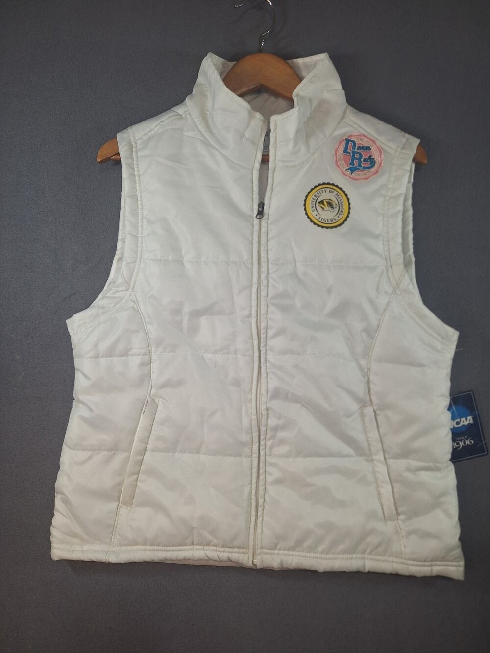 Womens NCAA Dorm Rulz Missouri Tigers Sleeveless White Quilted Vest Size XL